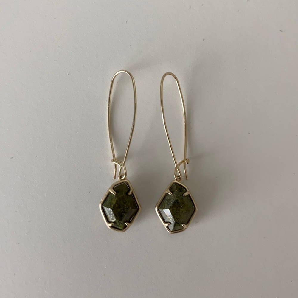 Kendra Scott Drop Earrings - Sage Mica Stone